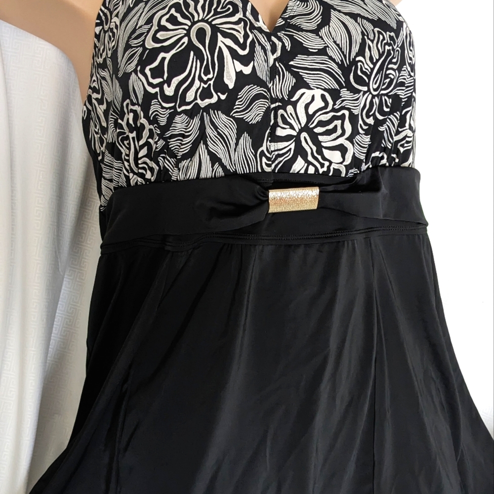 Jaclyn Smith Sz 20w Black  Swimdress padded Halter top